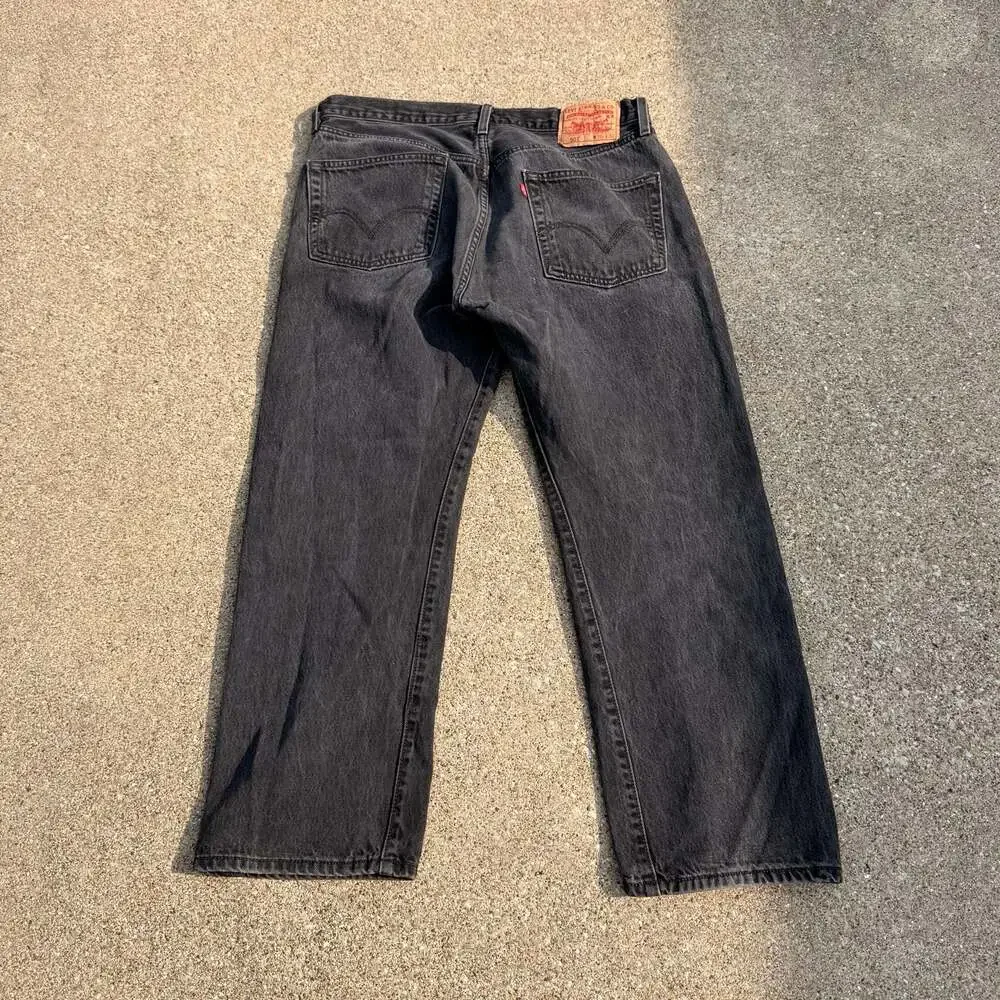 Levi's 501 Original Fit Button Fly Jeans Men's W36 L30 (32x30) Faded Black Denim